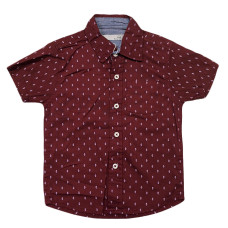 M&S Boys Half Sleeve Shirt Maroon