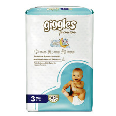 Giggles Premium Baby Diaper 4-9 Kg Midi 62 Pcs