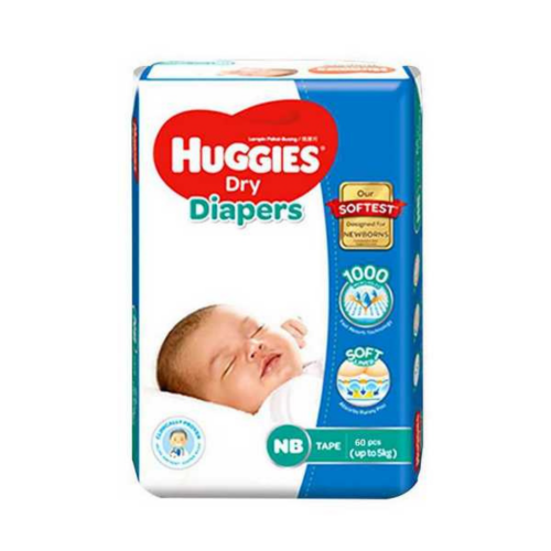 Huggies Newborn Belt Diaper 0-5 Kg - 60 Pcs (Malaysia)