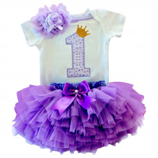 1 Year Baby Girl Dress Princess Girls: Purple Doted
