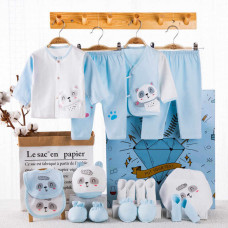 Newborn Baby Romper 18 Piece Set - Blue