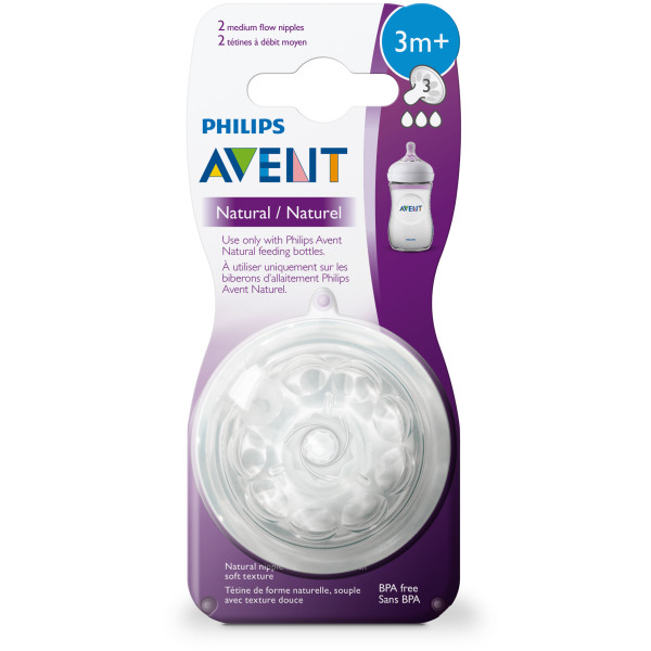 Philips Avent Natural Teat 3m+ Set of 2 (Medium Flow)