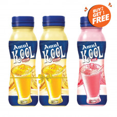 Amul Kool Saffron 2*200ml Pet Bottle Get Amul Kool Rose (Buy 2, Get 1 Free)