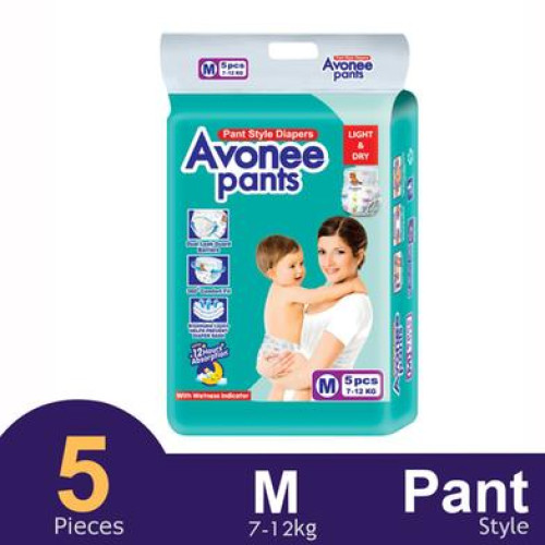 Avonee Pants System Baby Daiper (M Size) (7-12kg) (5Pcs)