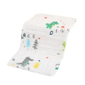 Dinosaur Forest 6-Layer Cotton Muslin Baby Towel 25×50cm Soft & Absorbent