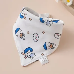 Baby Triangle Cotton Bib - Baseball Cat
