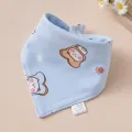 Baby Triangle Cotton Bib - Blue Cat