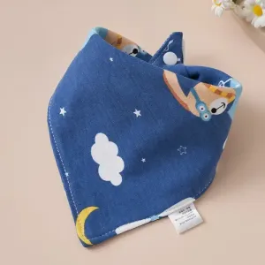 Baby Triangle Cotton Bib - Blue Puppy 
