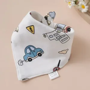 Baby Triangle Cotton Bib - Car Design