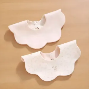Baby  Double Layer Knitted Petal Bib - Carrot Rabbit