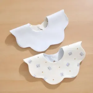 Baby  Double Layer Knitted Petal Bib - Little Blue Bear