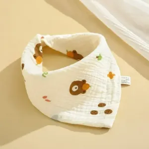 Baby Pure Cotton Gauze Bib - Orange Bear