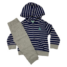 Carter's Boy Hoodie Set 2Pcs Set Navy Blue Check