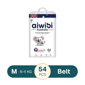 Aiwibi Australian Premium Baby Belt M Diaper 6-11 Kg - 54 Pcs