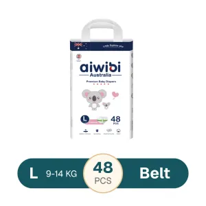 Aiwibi Australian Premium Baby Diaper Belt L 9-14 Kg - 48 Pcs
