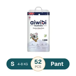 Aiwibi Australian Premium Baby Diaper Pant S 4-8Kg - 52 Pcs