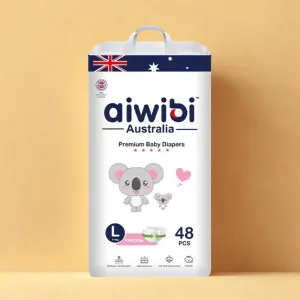 Aiwibi Australian Premium Baby Diapers Belt L Size 8-13 kg (48 pcs)