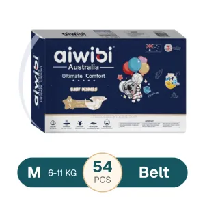 Aiwibi Ultimate Comfort Baby Diaper Belt M 06-11 Kg 54Pcs
