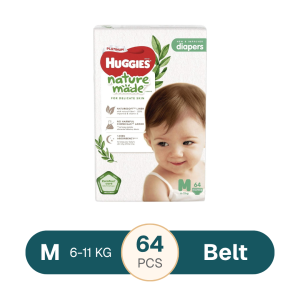 Huggies Naturemade Tape Diaper Medium (6-11Kg) 64Pcs