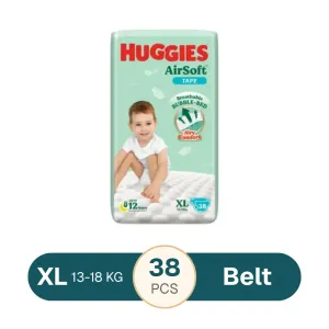 Huggies AirSoft Belt Baby Diaper XL 13–18kg - 38 pcs