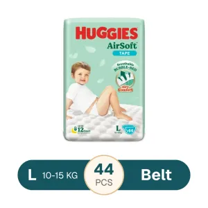 Huggies AirSoft Tape Baby Diaper L 10–15kg - 44 pcs