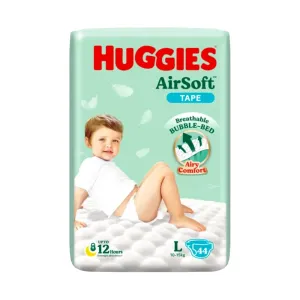 Huggies AirSoft Tape Baby Diaper L 10–15kg - 44 pcs