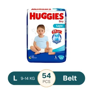Huggies Dry Large Belt Diaper 9-14Kg - 54 Pcs (Malaysia)