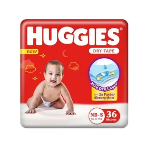 Huggies Dry Tape Baby Diaper NB 0-5kg - 36 Pcs