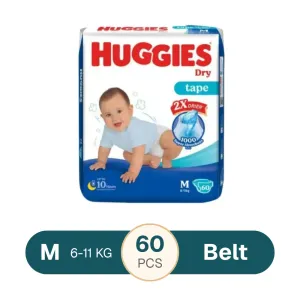 Huggies Dry Medium Belt Diaper 6-11Kg - 60 Pcs (Malaysia)