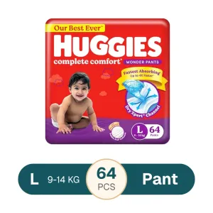 Huggies Wonder Pants Baby Diapers L 9-14kg 64Pcs