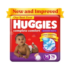 Huggies Wonder Pants Baby Diapers M 7-12kg - 76Pcs