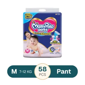 MamyPoko Pants Medium 7-12 Kg 58 Pcs (Made in India)