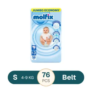 Molfix Jumbo Belt Midi 4-9 Kg 58 Pcs (Made in Turkey)