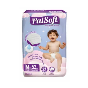 Paisoft Premium Baby Diaper Pants M 7-12 kg - 52 pcs
