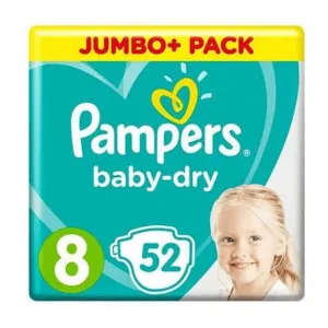 Pampers Baby Dry Size 8 belt Jumbo Pack 17 kg- 52 Pcs (UK)