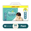 Pampers Baby Dry Belt 3 Jumbo+ Pants 6-10 kg - 98 Pcs (UK)