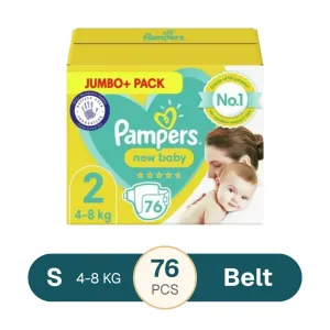 Pampers New Baby Size Belt Box 2 Nappies Premium Protection Diaper 76pcs 4-8 kg UK
