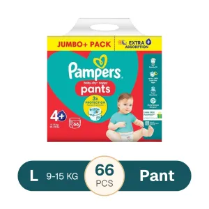 Pampers Baby-Dry Pants Diapers Size 4+ 9-15 kg 66 pcs