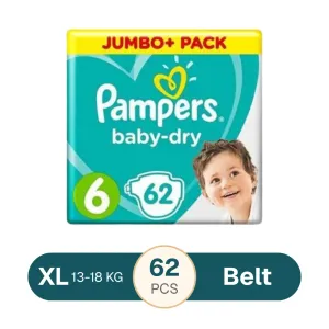Pampers Baby Dry Size 6 Belt Jumbo Pack 13-18kg 62 pcs (UK)