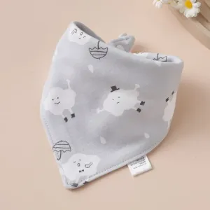 Baby Triangle Cotton Bib - Gray Clouds