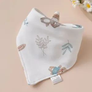 Baby Triangle Cotton Bib - Gray Rabit