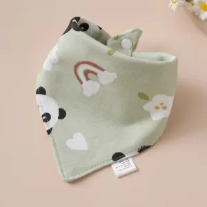 Baby Triangle Cotton Bib - Green Panda