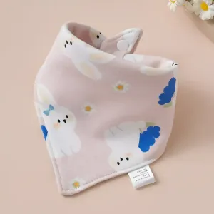 Baby Triangle Cotton Bib - Pink Rabbit 