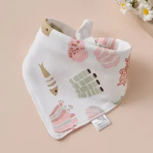 Baby Triangle Cotton Bib - Pink Seagrass