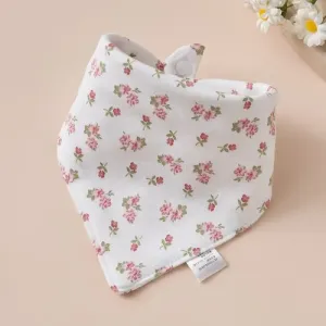 Baby Triangle Cotton Bib - Small Flower Bush