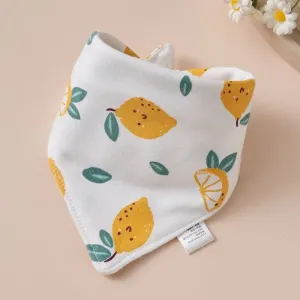 Baby Triangle Cotton Bib - Yellow Lemon