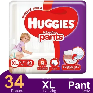Huggies Wonder Pant System Baby Daiper (12-17 kg) (34 Pcs)