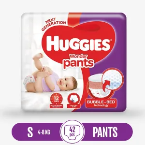 Huggies Wonder Pants Disposable Baby Diaper (Bubble Bed) - S Size(4-8 kg) - 40 pcs