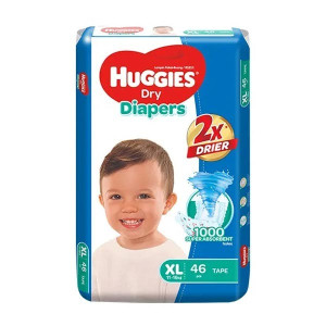 Huggies Dry Large Belt Diaper, XL (11-16 Kg) Pack of 46 Pcs