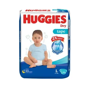 Huggies Dry Large Belt Diaper 9-14Kg - 54 Pcs (Malaysia)